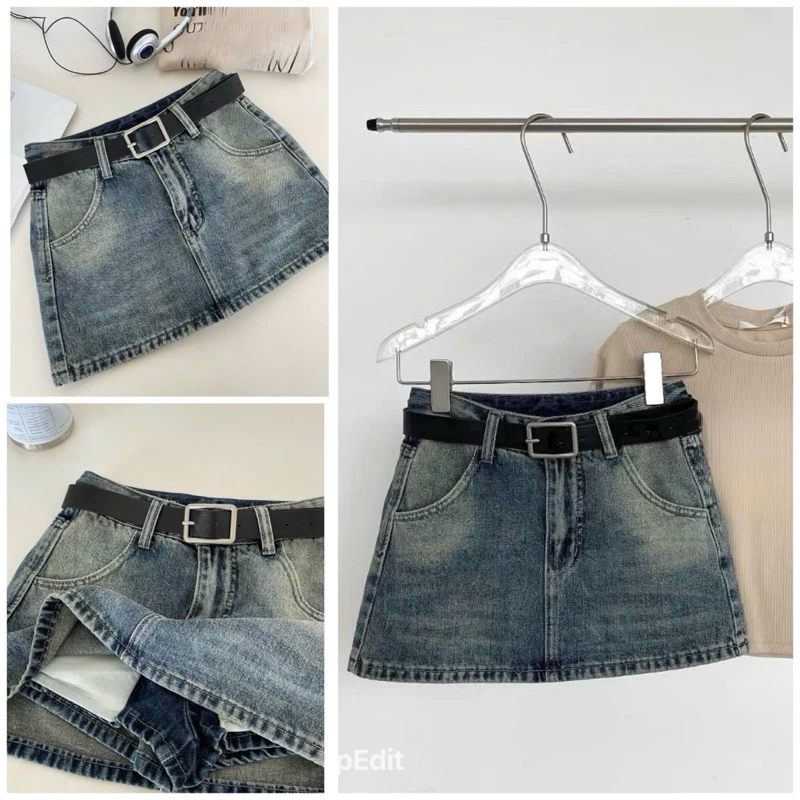 Chân Váy Jeans Dáng Ngắn  Tôn Dáng ,Có Lót Quần Trong Vải Jeans cao cấp