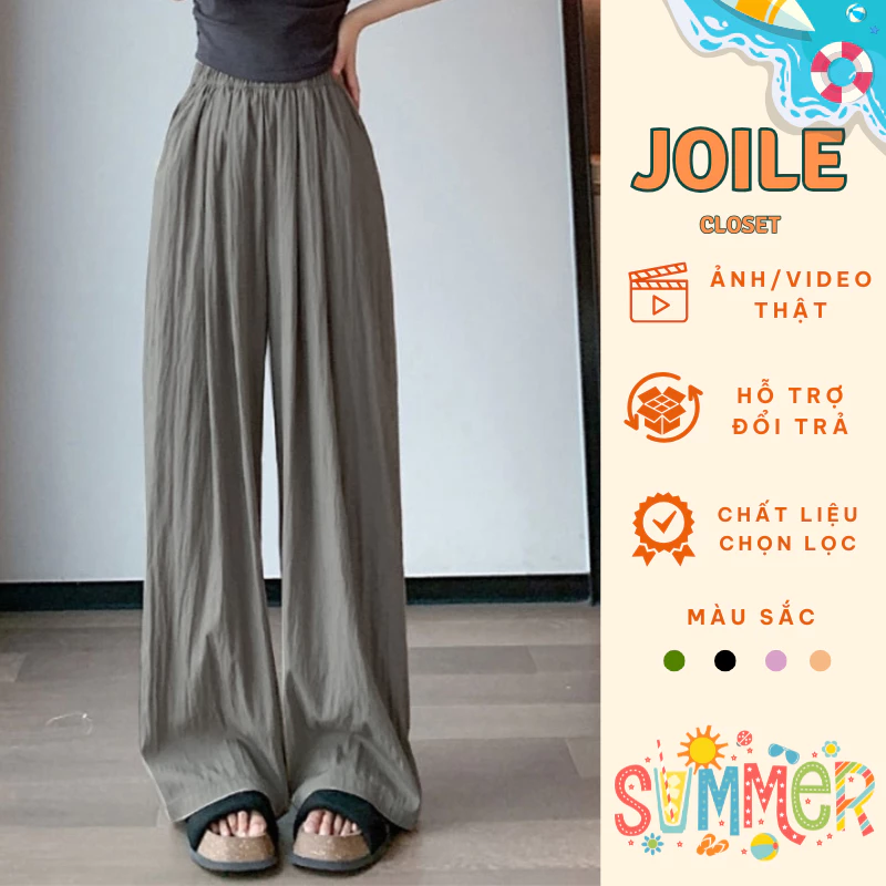 Quần ống rộng nữ vải lụa gió siêu mát mẻ, quần suông ống rộng 5 màu hot trend Joile_Closet