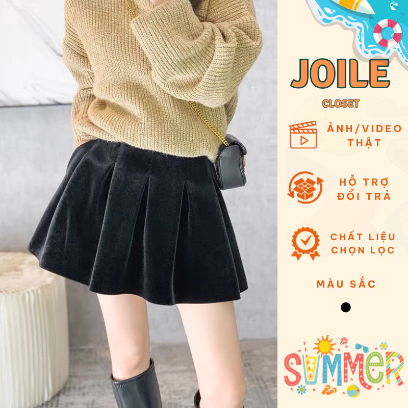 Chân váy nhung, chân váy dáng xoè chất nhung mịn có quần bảo hộ bên trong m215 Joile Closet