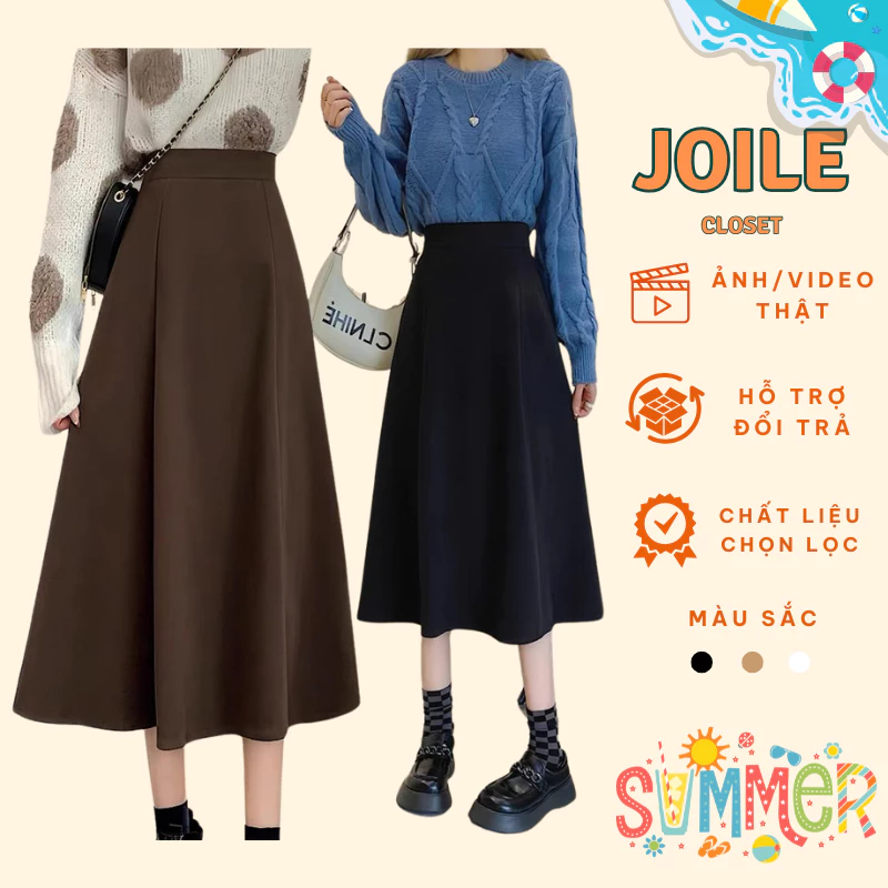 Chân váy xòe dài dáng dài, Chân váy xếp ly công sở dáng dài 75cm Joile_Closet