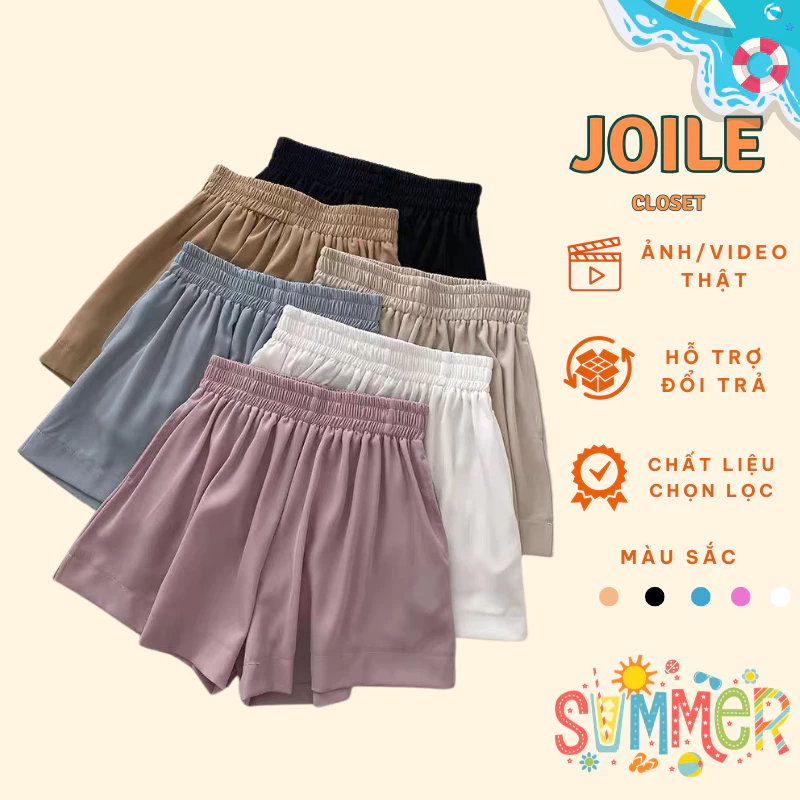Quần đùi đũi nữ cạp chun, Quần đùi chun nhiều màu mùa hè Joile_Closet