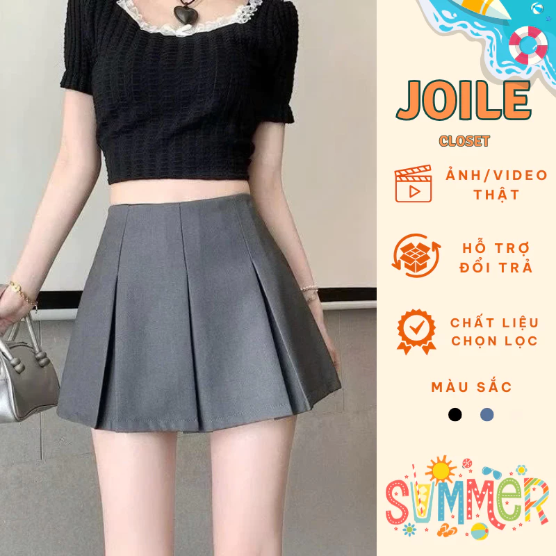 Chân váy dáng ngắn ly to hottrend nữ tính, Chân váy nữ tennis bản ly to Joile_Closet