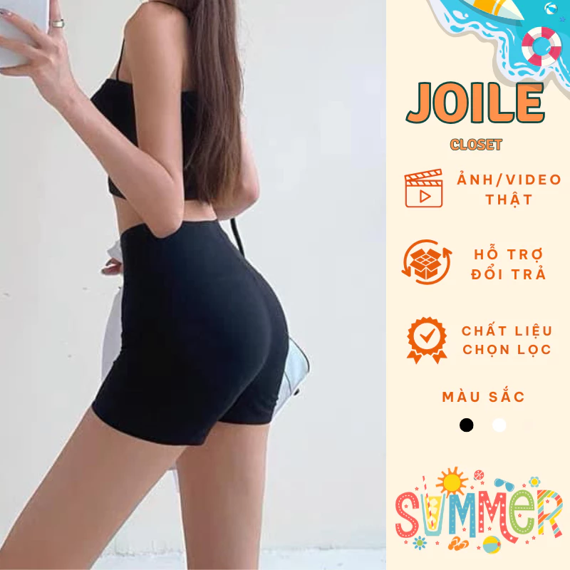 Quần legging đùi bo sát, quần legging tập thể dục cotton co dãn 4 chiều Joile_closet