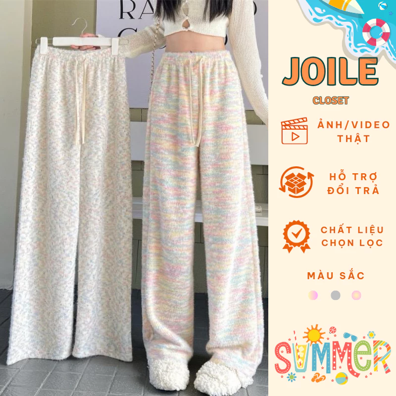 Quần len lông, quần ống suông chất len lông, quần dài ống rộng cá tính dành cho cô nàng nấm lùn Joile Closet