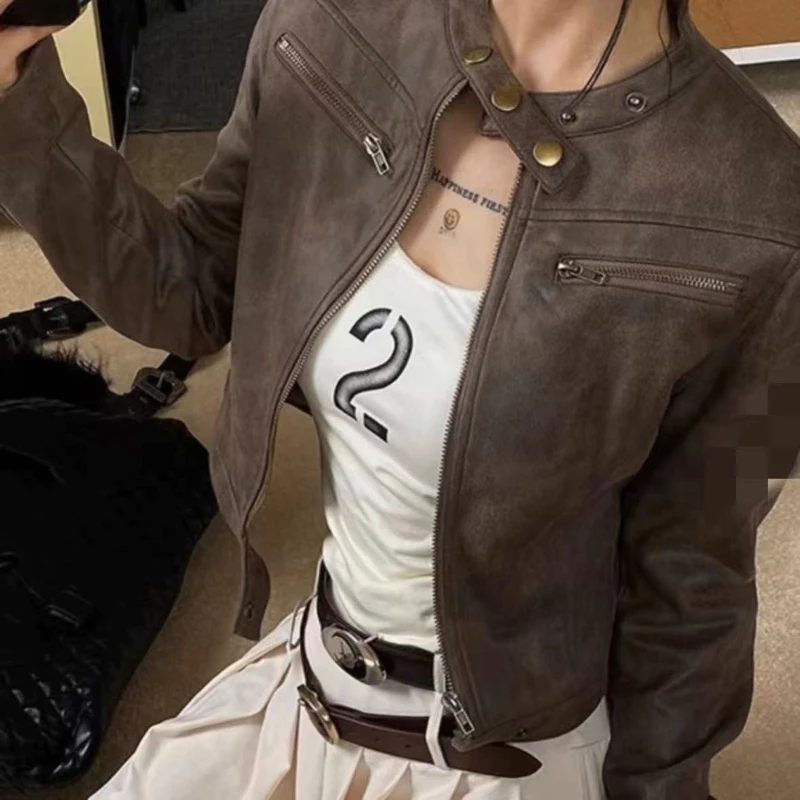 𝐘𝐮𝐫𝐢.𝐬𝐭𝐨𝐫𝐞 Áo Khoác Da Croptop Cá Tính Cúc Bấm Cá Hàng Loại 1- Kèm Ảnh Thật