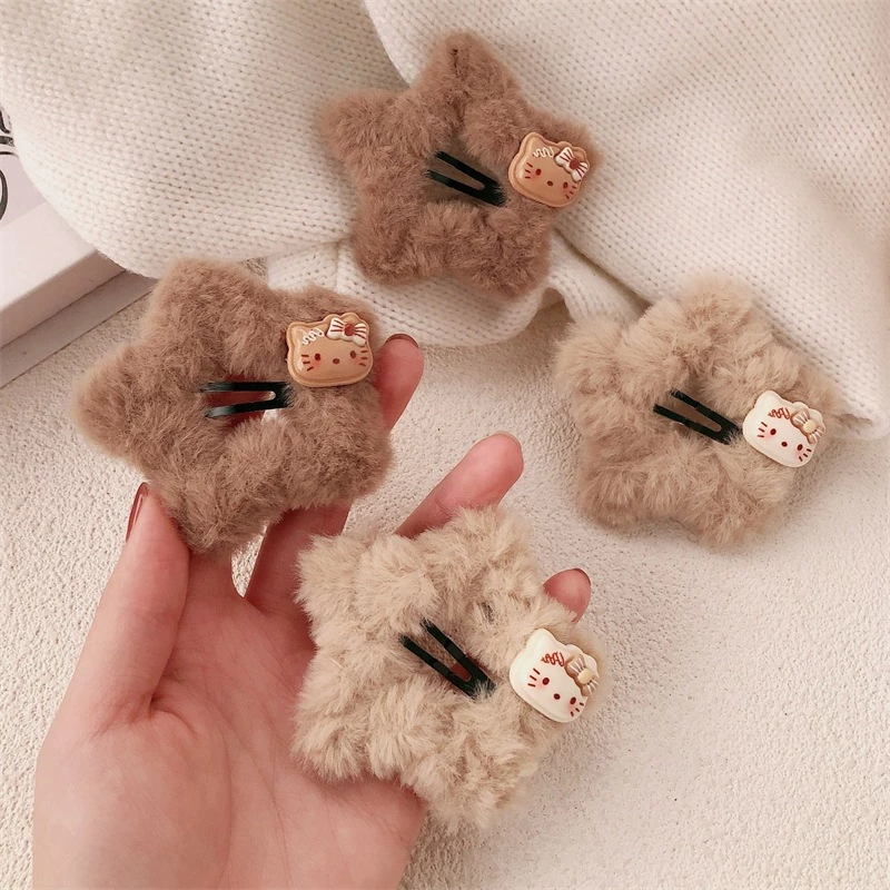 Kẹp tóc BB mèo nhồi bông hình sao hoạt hình ngọt ngào tươi trẻ HOKO kẹp tóc trang sức phụ kiện tóc dễ thương