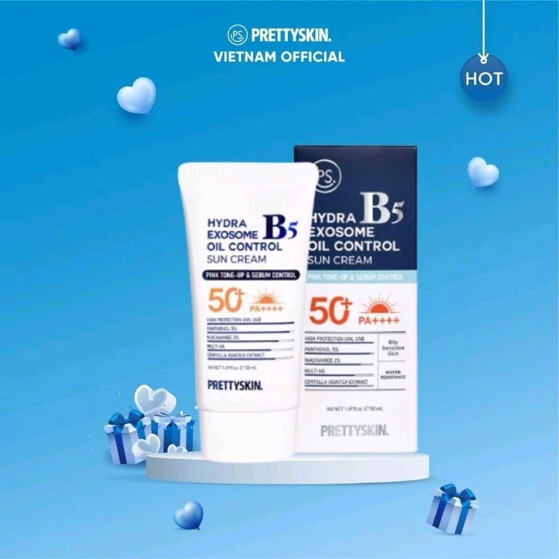 (Lắc đều trước khi dùng)(Tặng 1 phấn phủ) Kem chống nắng phục hồi Hydra B5 Exosome Prettyskin
