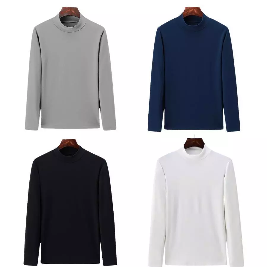 {Combo Áo Giữ Nhiệt} Nam Mikasa Áo Thun Nam Tay Dài Có Cổ Cao Lót Nỉ Cotton Thu Đông Giữ Ấm Thể Thao Cao Cấp