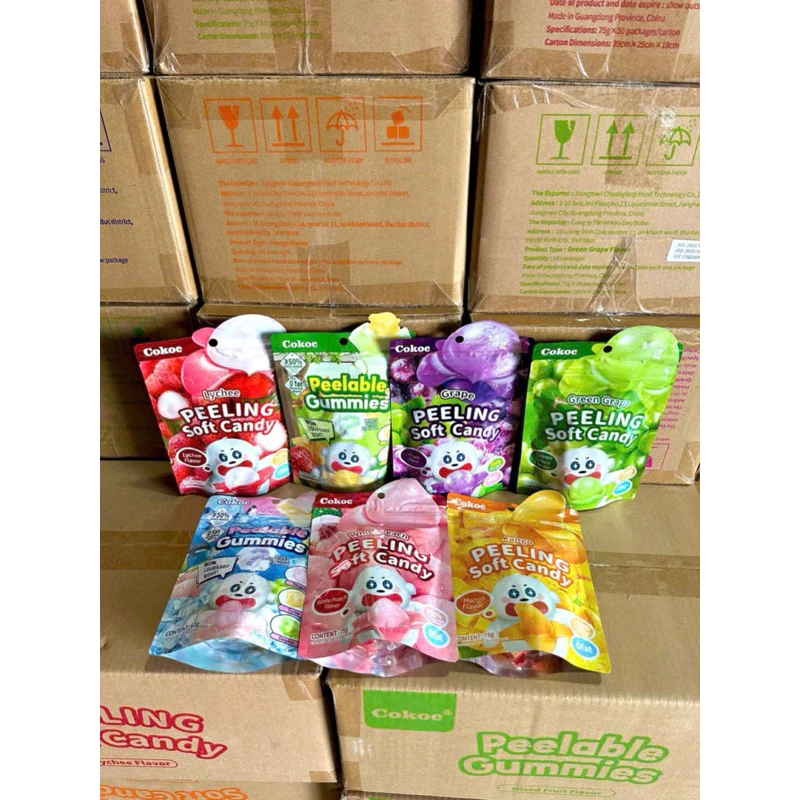 SET 3 GÓI MIX KẸO VỎ LỘT TRÁI CÂY SIÊU HOT COKOC SOFT CANDY
