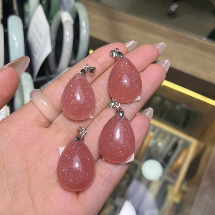 Mặt Dây Chuyền Hình Giọt Nước Màu Đỏ Hồng Kèm Móc Sẳn