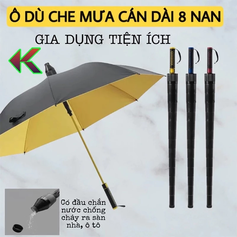 Ô,Dù che mưa nắng Cao Cấp - Cỡ Lớn 1m25  - Có Vỏ Rút chứa nước mưa đọng lại trên ô