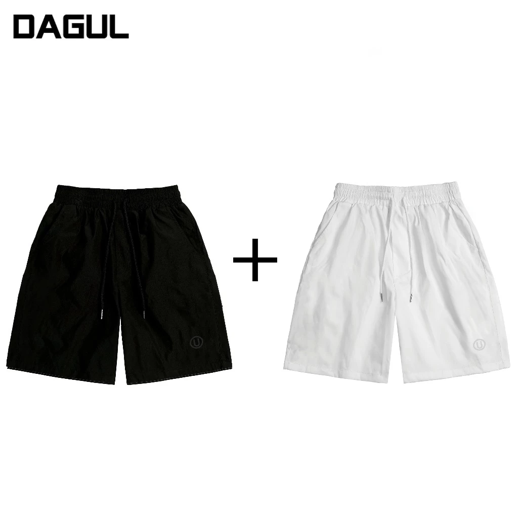 (M-54) MẪU TRƠN Combo 2 quần short quần kaki nam nữ DAGUL trơn logo thêu nam nữ chất liệu kaki gió mặc thoáng mát