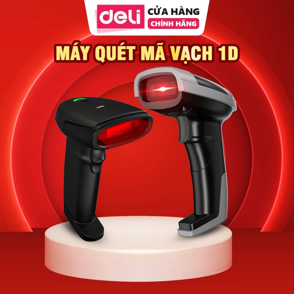 Máy Quét Mã Vạch 1D Deli, Máy Quét Hỗ Trợ Nhà Bán Hàng Cửa Hàng Tiện Lợi, Siêu Thị Nhanh Chính Xác