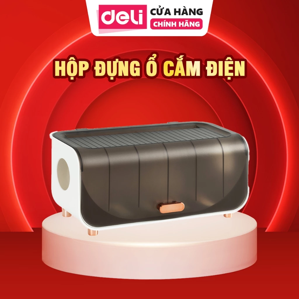 Hộp Đựng Ổ Cắm Điện Deli Tiết Kiệm Không Gian, Hộp Chứa Rộng Rãi Đựng Ổ/ Dây Điện Nhựa ABS Cứng Cáp
