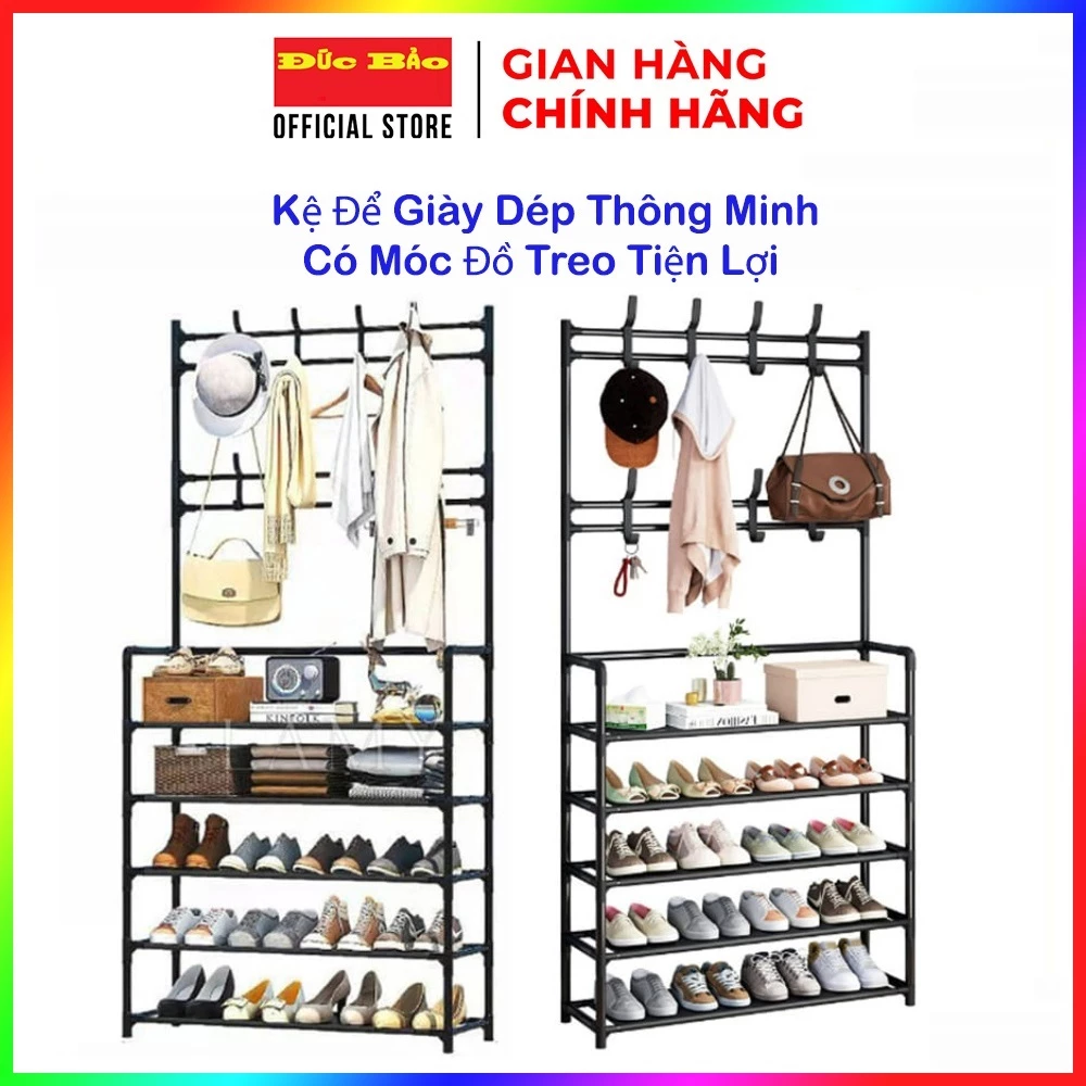 Kệ để giầy dép cao cấp đa năng kèm móc treo tiện ích 4 tầng, mẫu mới siêu hot