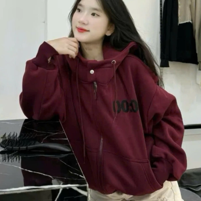 Áo Khoác Unisex HOODIES ZIP Form BOXY 00:00 BASIC Vải Mịn Dày Nón TO Thời Trang