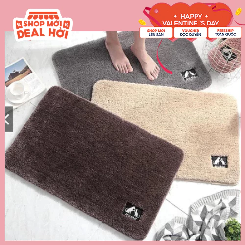 Thảm nỉ lau chân hình chữ nhật, chùi chân lông mềm mịn dày dặn đế chống trơn trượt hàng chất lượng cao KT 40x60cm
