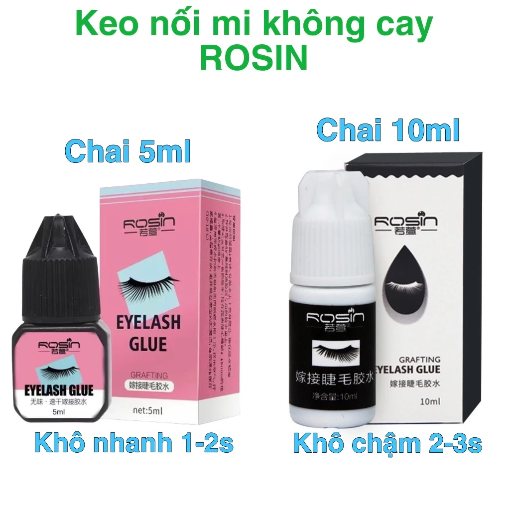 Keo nối mi không cay ROSIN (5ml), khô nhanh dành cho người mới tập nối hoặc tự nối mi (dụng cụ nối mi)
