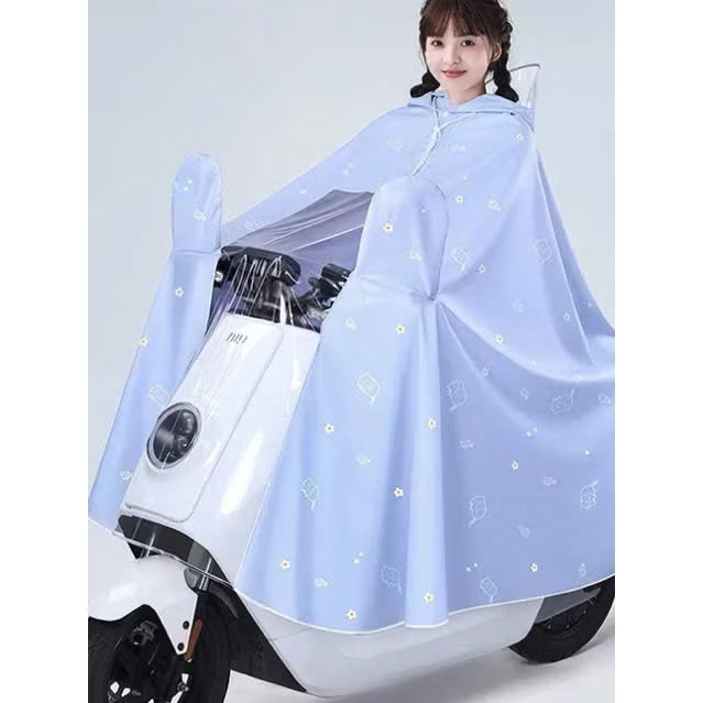 Áo Mưa Một Đầu Có Kính Che Mặt Bảo Vệ Toàn Thân Dày Dặn, Bền Chống Thấm Mưa Phong Cách Thời Trang