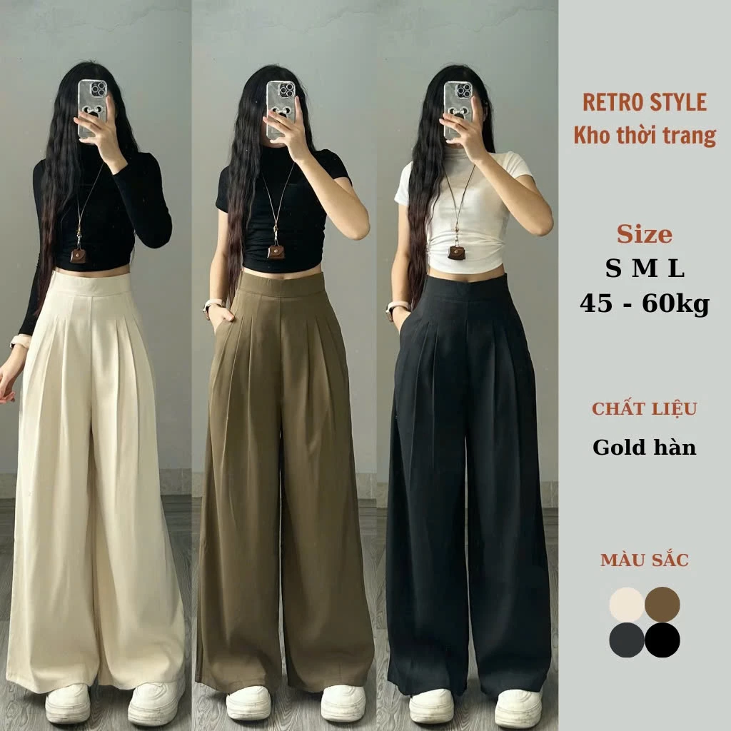 Quần Ống Rộng Chất Gold Cao Cấp Phong Cách Retrostyle-  Quan875