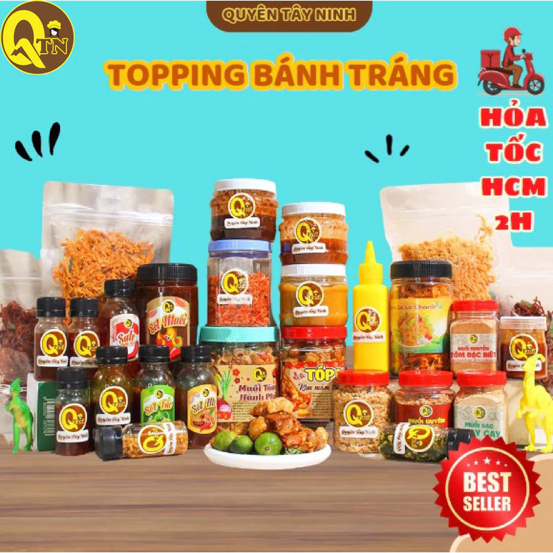 HŨ TOPPING CÁC LOẠI GIA VỊ - SATE, ĐẬU , BƠ, RUỐC, TỎI PHI | Gia vị bánh tráng Quyên Tây ninh