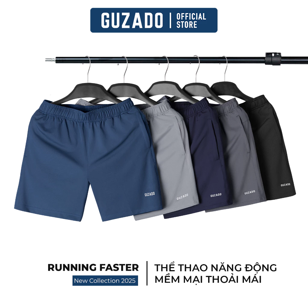 Quần Đùi Nam GUZADO Dáng Run, Vải Thun Co Giãn Thấm Hút Mồ Hôi Tốt, Vận Động Thoải Mái GSR10-GASA25S002