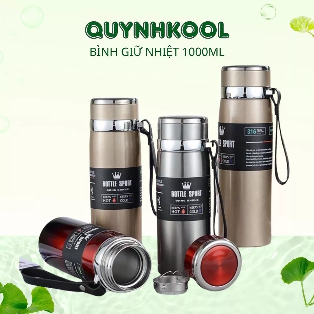 Bình giữ nhiệt DIDOOGLT 1000ml cao cấp có nắp lọc trà tiện lợi lõi inox 304 không gỉ, giữ nước tốt ( Mẫu Mới 2024 )