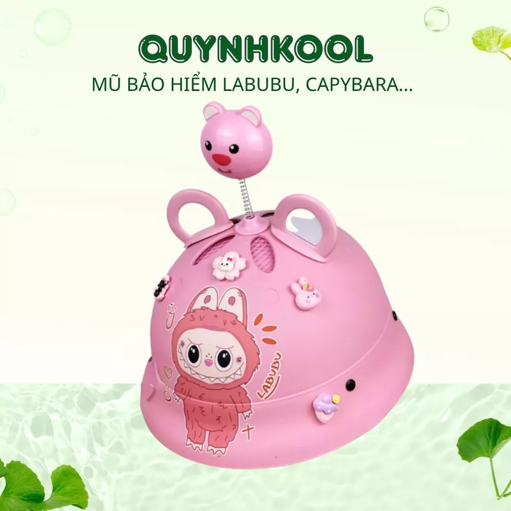 Mũ bảo hiểm vành tròn DIDOOGLT hình Labubu Capybara Kurumi Loopy hoạt hình dễ thương