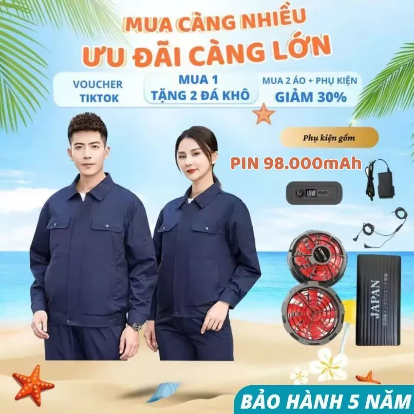 Áo quạt điều hòa Nhật Bản pin 98.000 mAh Zlife, Áo chống nắng nam nữ siêu mát gắn quạt chống nóng chắn tia UV