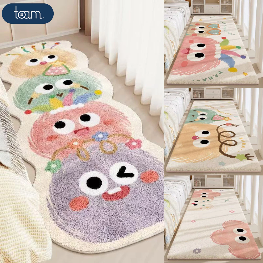 [HỎA TỐC] Thảm Trải Sàn Giả Cashmere Len Lông Cừu Mềm Mại, Thảm Dài Chùi Chân Hoạt Hình Siêu Thấm Hút Decor Phòng Ngủ