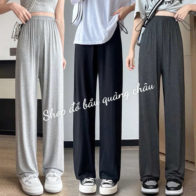 Quần bầu cotton mềm mại dáng dài , có chun rút điều chỉnh thoải mái suốt thai kỳ và cả sau sinh