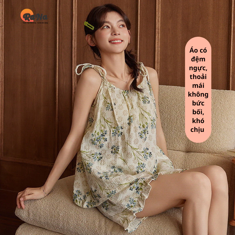 Quần áo mặc nhà có mút ngực đồ bộ hè sát nách RaNa Sự khởi đầu của việc không mặc áo ngực nhưng vẫn lịch sự