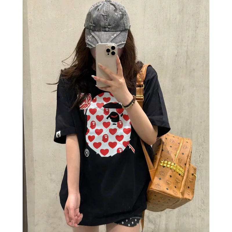 Áo Thun BAPE Trái Tim Chất Đẹp Cotton Dày Dặn Full Tag Mac Hot Trend