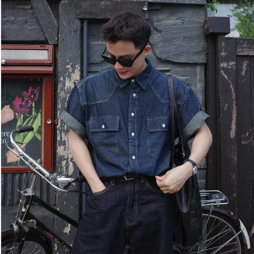 Áo Sơ Mi Denim ZUTEE Áo Sơ Mi Bò Form Rộng Kiểu Dáng Unisex Basic 2 Túi Ngực