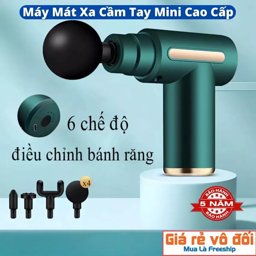 Máy mát xa cầm tay, Cây massage toàn thân 4 đầu thay thế 6 cấp mát xa trị liệu