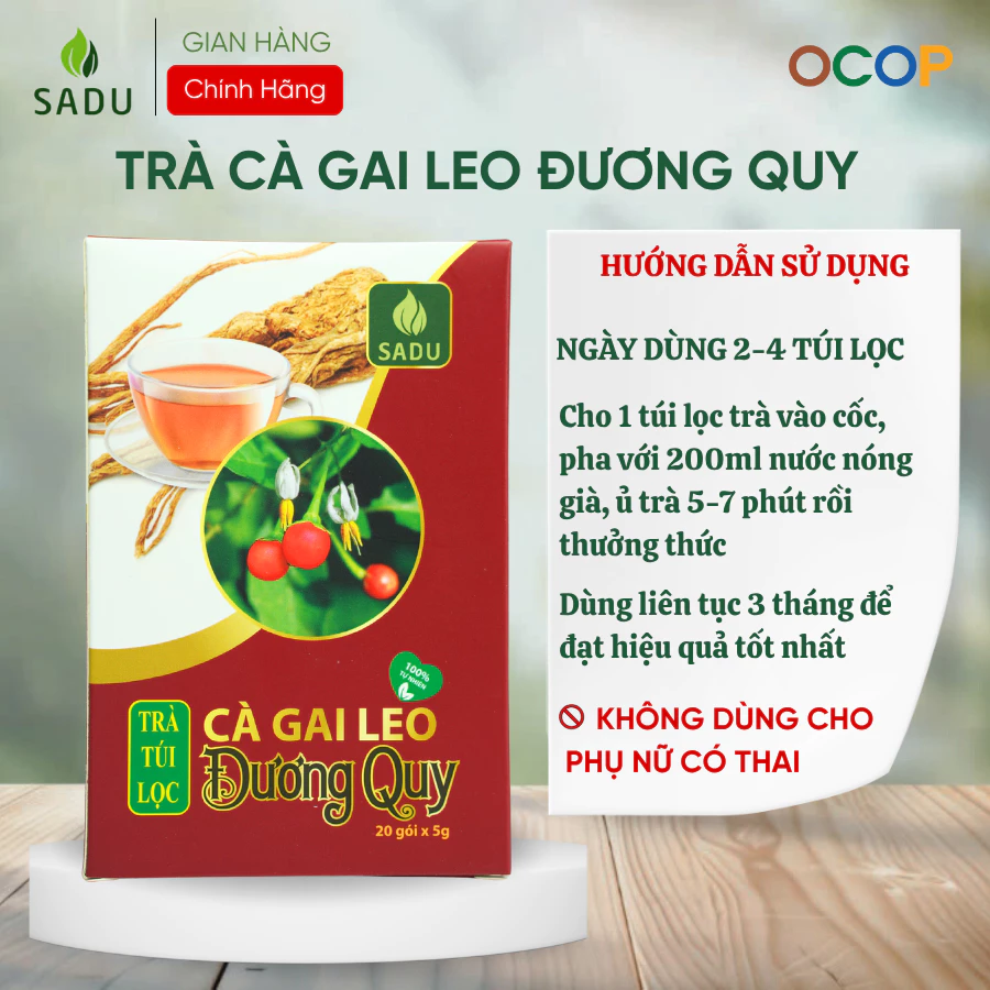 Trà Cà Gai Leo Đương Quy SADU - 100% Thảo Dược Tự Nhiên,Phú Hợp Cho Người Thể Trạng Yếu