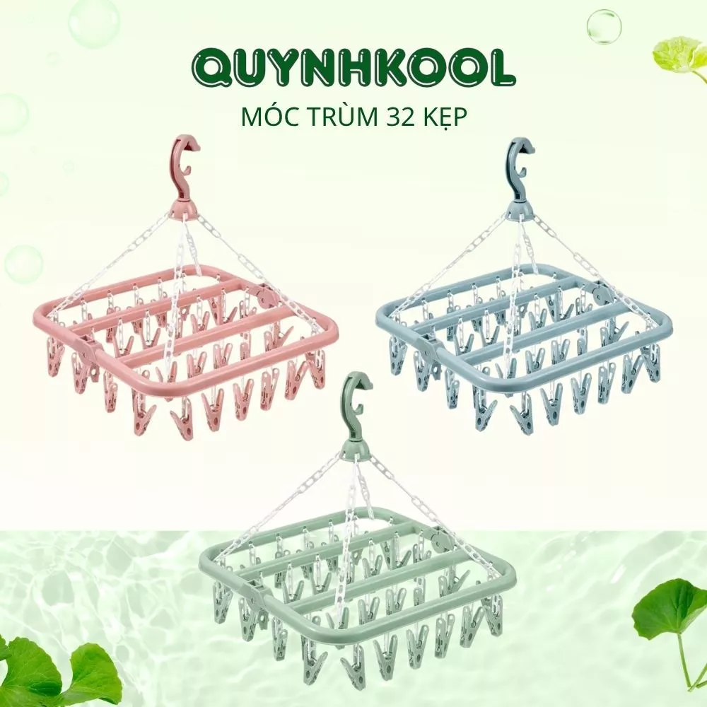 Móc Chùm Treo Quần Áo DIDOOGLT Treo Tất Vớ 32 Kẹp Gấp Gọn - Móc Treo Quần Áo Đồ Lót Tất Vớ Đồ Sơ Sinh