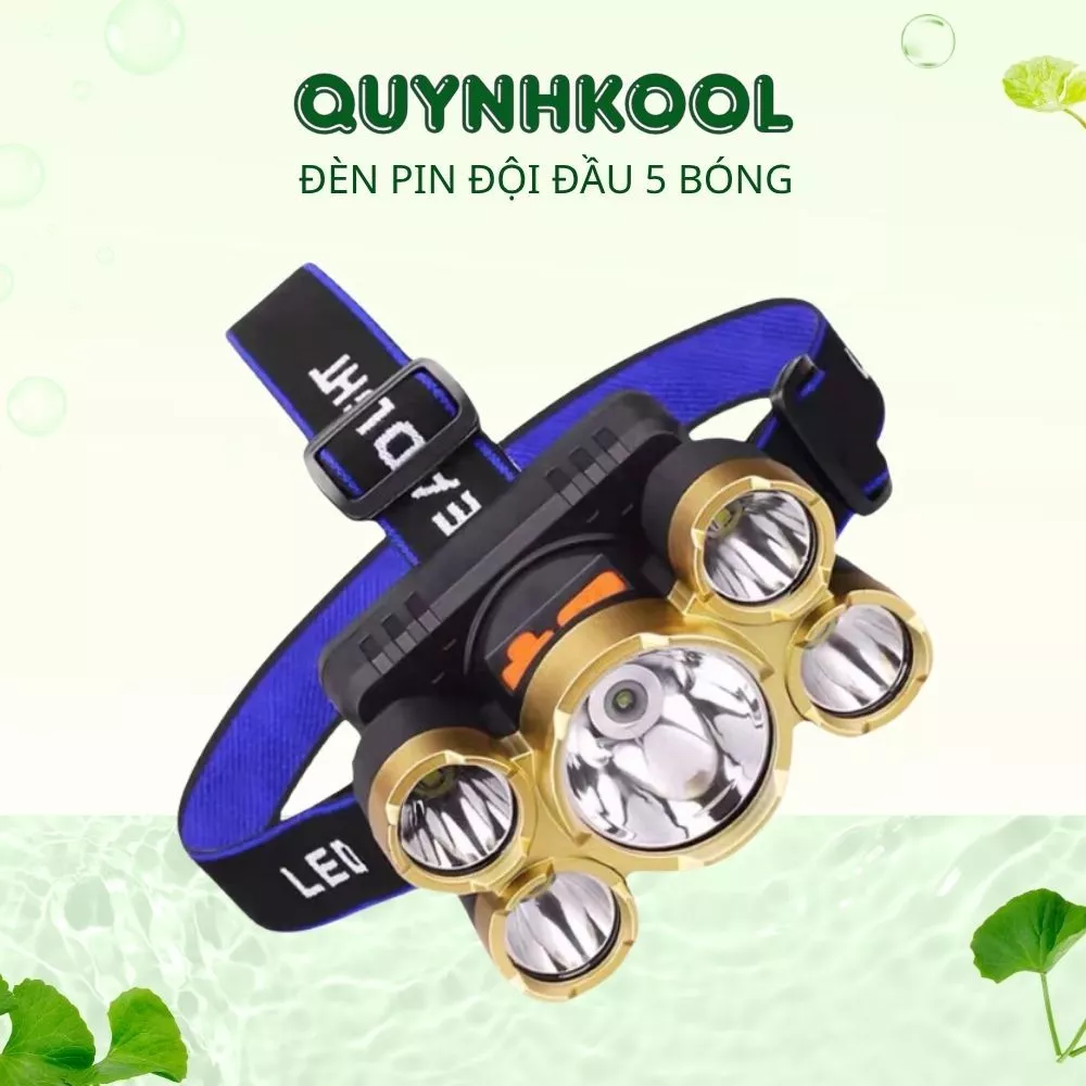 Đèn Pin Đội Đầu 5 Bóng DIDOOGLT Thiết Kế Chống Nước IPX4 Sạc Nhanh Công Suất 10W Bóng Led 10000 Giờ