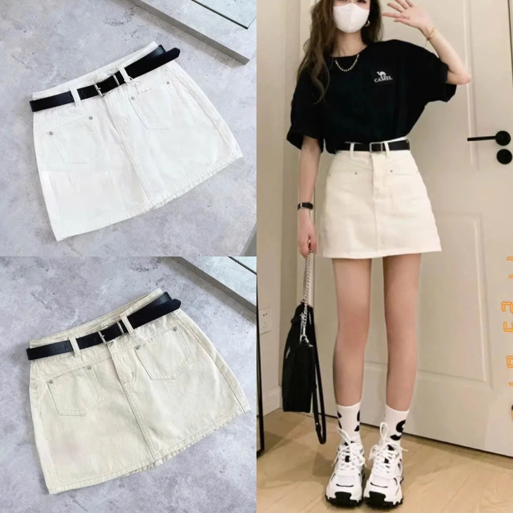 Chân váy đinh cú jeans túi vuông lưng cao có quần bảo hộ, chân váy nữ chất bò mềm có 2 màu mã CV10