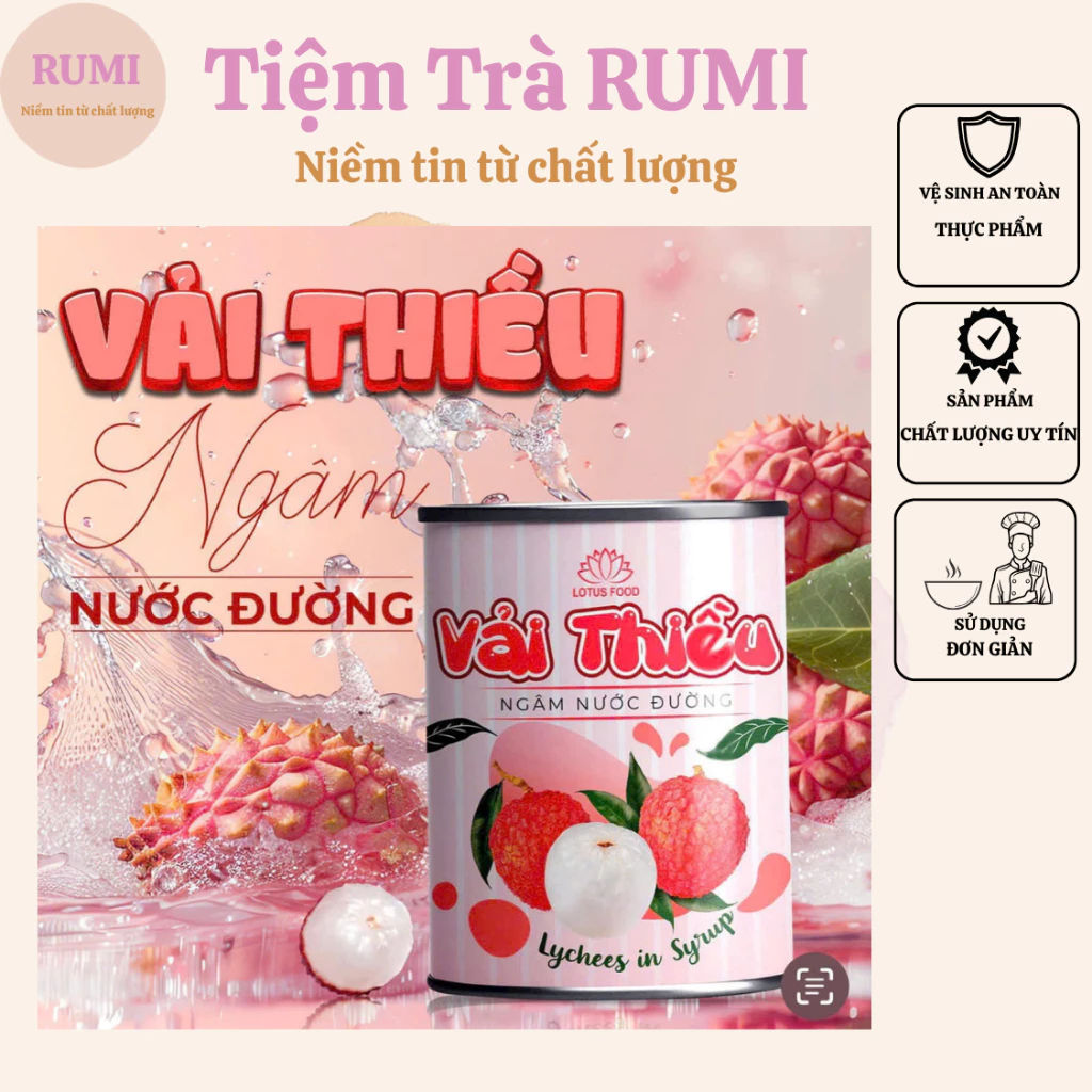 Vải thiều ngâm nước đường Lotus foood  Lon 560gr