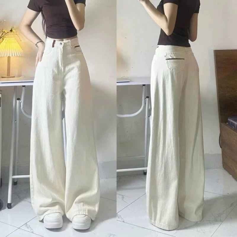Quần jeans 2 màu trắng be gấu to 5p phối túi lưng cao chất bò mềm nâng 3 hack dáng mã QS34