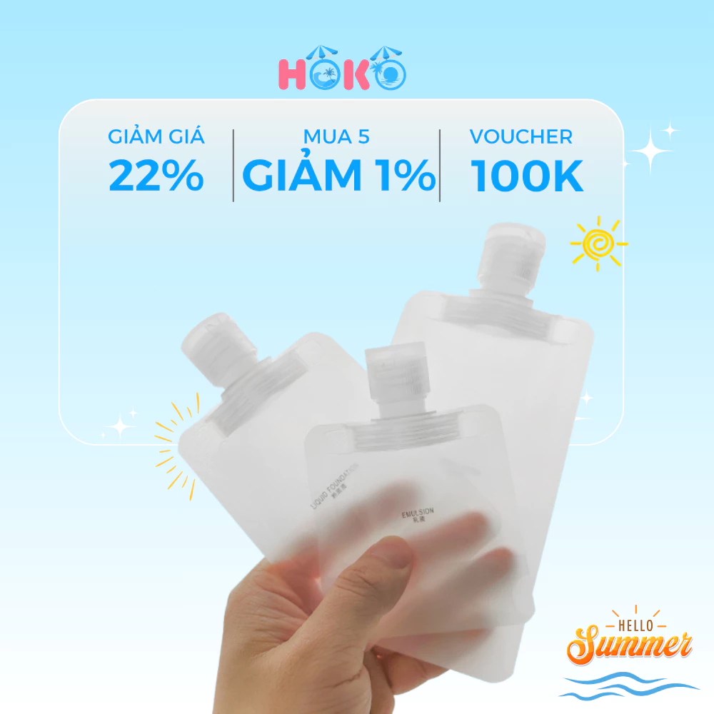Túi chiết mỹ phẩm du lịch đựng sữa tắm, dầu gội, dầu xả nhỏ gọn tiện lợi có thể tái sử dụng HOKO