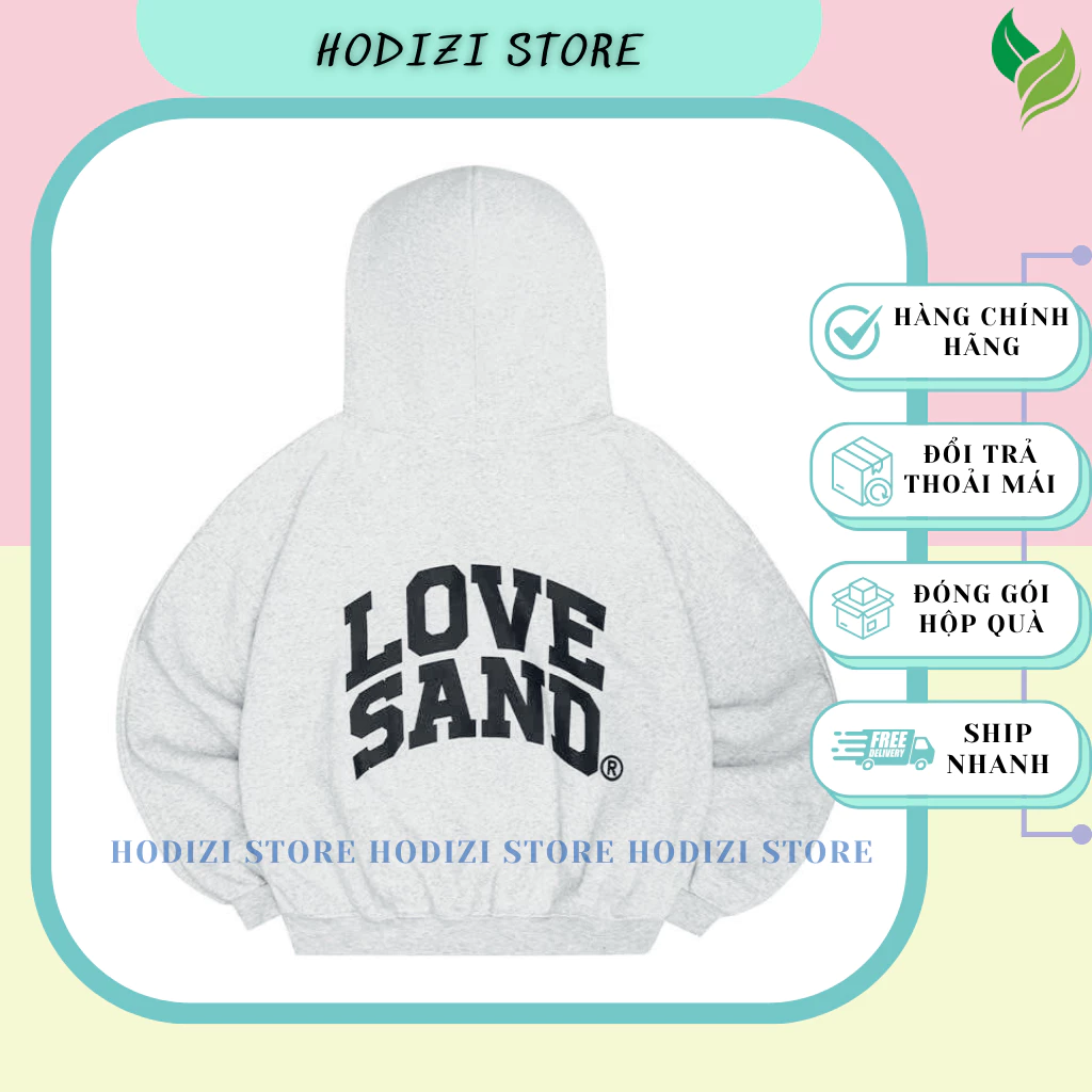 Áo Khoác Hoodie dày dặn 2 lớp nỉ bông mũ to chống nắng tốt Form Rộng Nam Nữ Unisex IN Chữ LOVE SAND - HODIZI STORE
