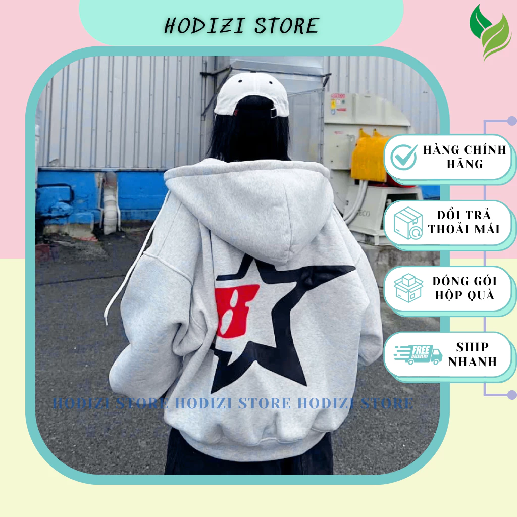 Áo Khoác Hoodie dày dặn 2 lớp nỉ bông mũ to chống nắng tốt Form Rộng Nam Nữ Unisex IN Chữ SỐ 8 - HODIZI STORE
