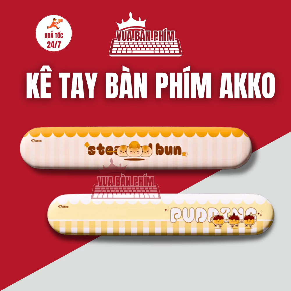 Miếng kê tay bàn phím AKKO Steamed Bun Wrist Rest , đệm cao su non, kích thước 36/44cm siêu êm ,chống mỏi cổ tay