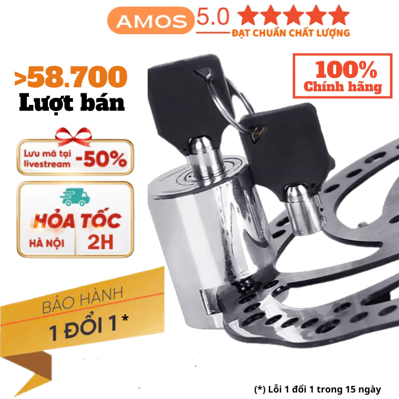 (CHÍNH HÃNG) Khóa phanh đĩa xe máy AMOS chống trộm chất liệu thép nguyên khối thiết kế thông minh an toàn tuyệt đối