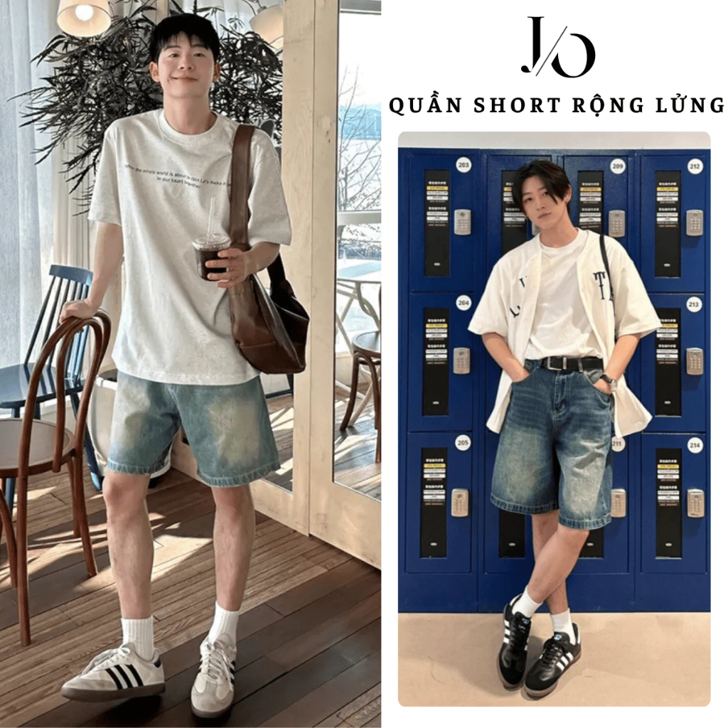 Quần Short Jean Ngố Nam Ống Suông Rộng 33CM Quần Jean Ngố Nam Unisex Ống Suông Bigsize Cạp Cao JEAN