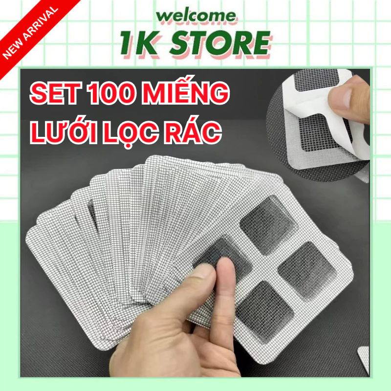 SET 100 Cái Lưới Lọc Rác Chống Tắc Nghẽn Cống Thoát Nước, Miếng Dán Chặn Rác Cống Thoát Sàn Nhà Tắm Bồn Rửa #