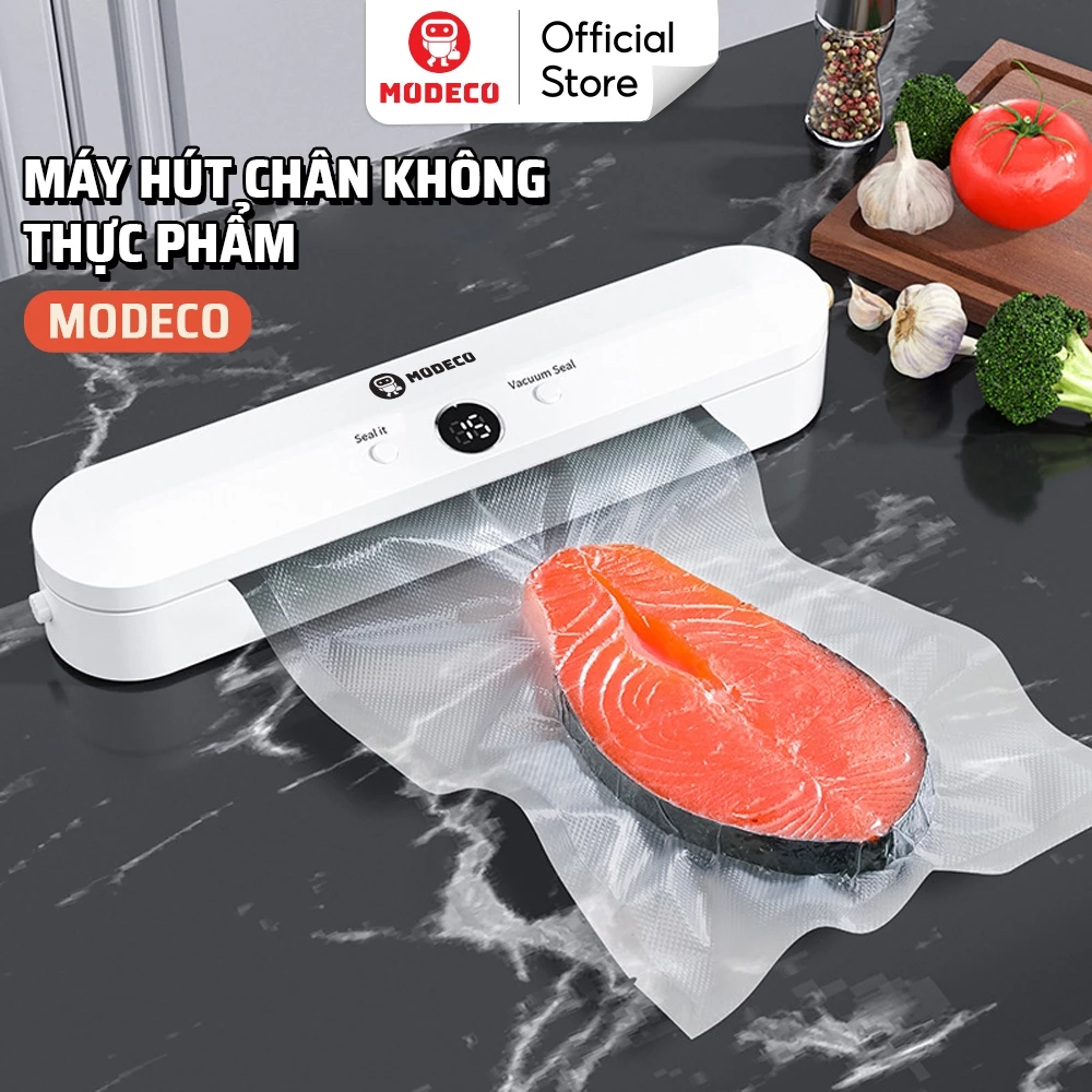 Máy Hút Chân Không Thực Phẩm Modeco - Máy Hàn Miệng Túi, Bảo Quản Tươi Ngon ,Chống Ẩm Mốc Thực Phẩm