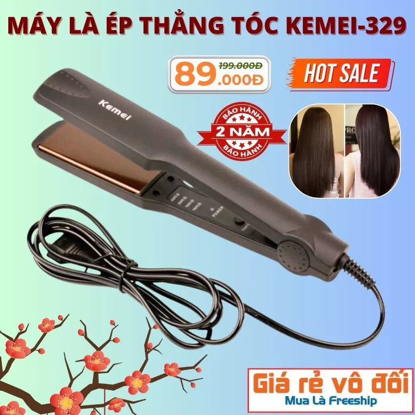 Máy Duỗi Tóc 4 Mức Chỉnh Nhiệt Kemei, Nóng Nhanh Duỗi Thẳng, Không Gây Tổn Thương Tóc